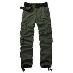 AKARMY Men's Lightweight Outdoor Casual Pants Multi Pocket Military Combat Rip Stop Work Cargo Pants ArmyGreen