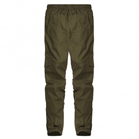 MODCHOK Men's Cargo Pants Slim Fit Jogger Hiking Trousers Casual Multi Pockets Sweatpants