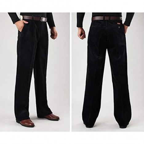 utcoco Mens Fall Winter Relaxed Fit High Rise Straight Leg Pockets Corduroy Lounge Pants