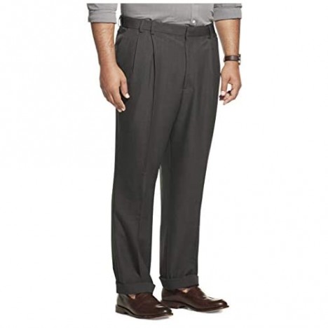 Van Heusen mens Big and Tall Stretch Traveler Cuffed Crosshatch Pleated Pant