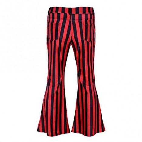 YOOJOO Mens 60's 70's Retro Vintage Striped Stretch Bell Bottom Super Flares Long Pants