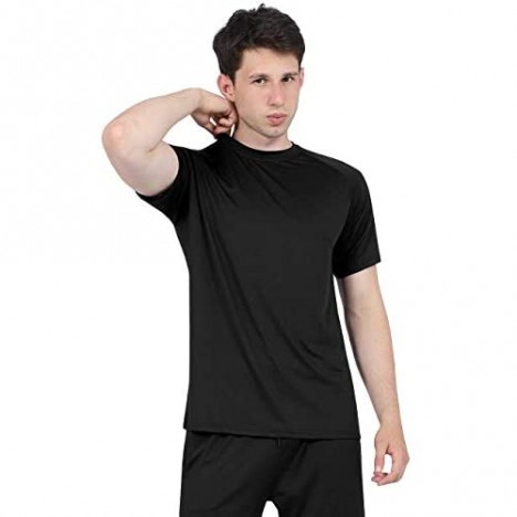 DISHANG Men's Athletic Shirts Short Sleeve Workout Running T-Shirt Crew-Neck Tee