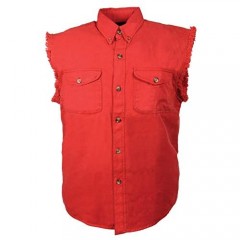 Milwaukee Leather DM4007 Men's Red Lightweight Sleeveless Denim Shirt - Small
