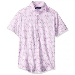 Stone Rose Men's Cotton Knit Mushroom Print Short Sleeve Shirt