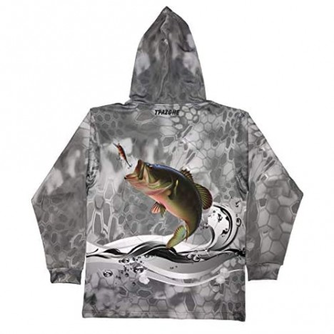 TPAZGHE 2020 Performance Fishing Hoodie UPF 50 Sunblock Shirt Long Sleeve Quick-Dry Loose Fit Fade Pattern