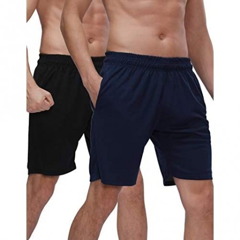Inkpoo Men's 2 Pack Lightweight Workout Running Athletic Shorts with Pockets Quick Dry Short Pants for Training Athletic Gym