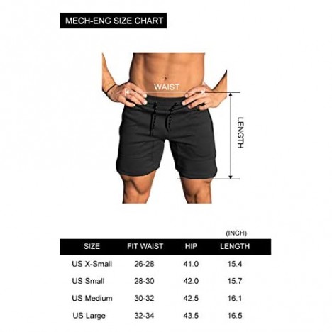 MECH-ENG Men's Workout Shorts Fitted Training Bodybuilding Short Joggers Zip Pockets