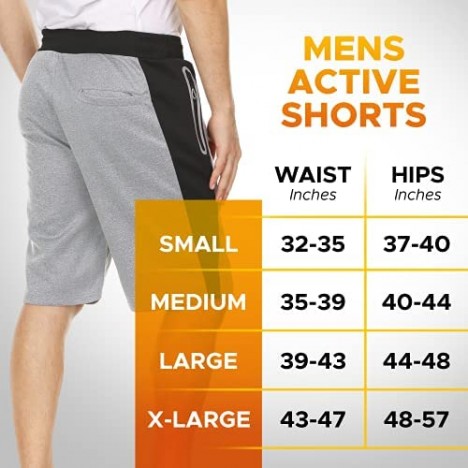 UNIQUE STYLES ASFOOR Athletic Shorts for Men Loose Fit w/Zipper Pockets & Elastic Waistband - Men Workout Shorts