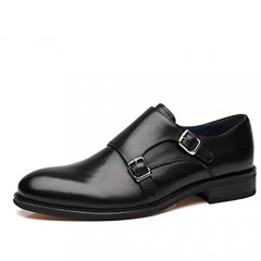 La Milano Mens Leather Double Monk Strap Oxford Slip-on Loafer Comfortable Formal Business