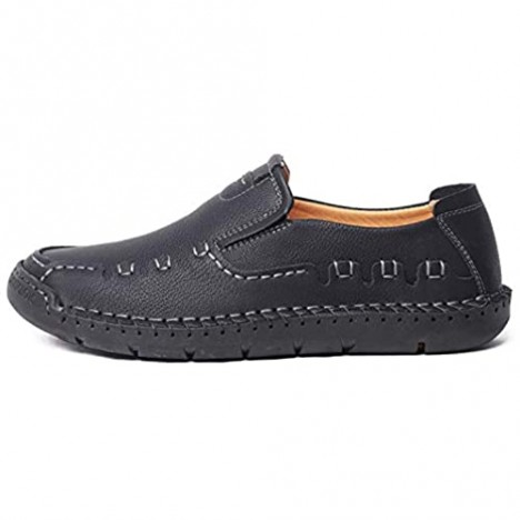 Men Casual Shoes Slip On Loafers Driving Flat Shoes Comfort Walking Sneakers Leather Shoes for Male Black
