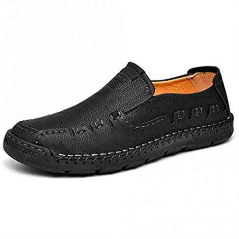 Men Casual Shoes Slip On Loafers Driving Flat Shoes Comfort Walking Sneakers Leather Shoes for Male Black