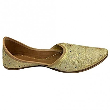 Stop n Style Punjabi Juttis for Men Sherwani Shoes Groom Shoes Formal Wedding Shoes Beaded Shoes Flat Mojari