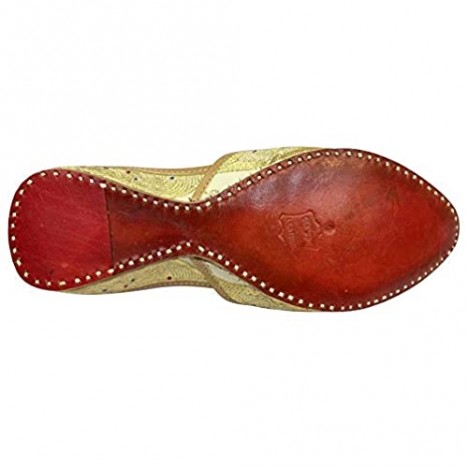 Stop n Style Punjabi Juttis for Men Sherwani Shoes Groom Shoes Formal Wedding Shoes Beaded Shoes Flat Mojari