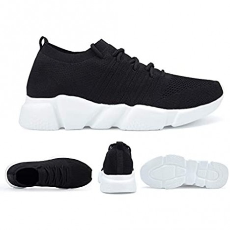 A-PIE Men's Running Athletic Shoes Breathable Lightweight Fashion Sneakers Casual Walking Shoes Black004 7