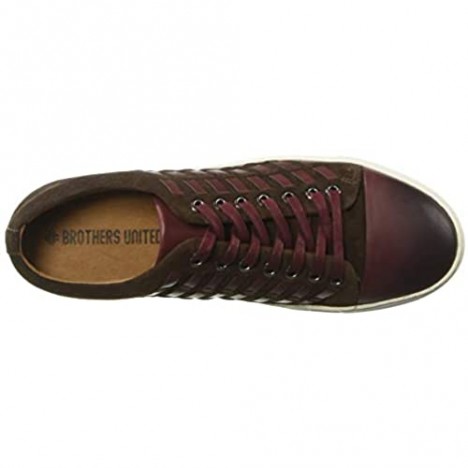 Brothers United Men's Leather Luxury Fashion Sneaker with Woven Detail