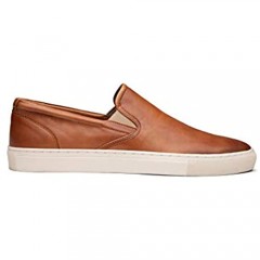 Dunross & Sons Ollie Men's Fashion Sneaker. Lightweight Breathable Casual Low Top Slip-On Crafted with Genuine Leather. (12 Tan)