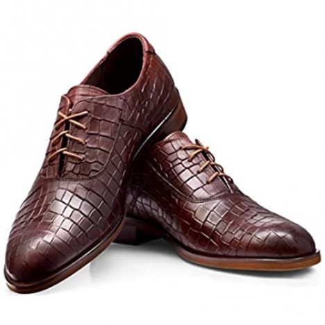 Boldini Dario Luxury Men's Leather Dress Shoes Handmade in Europe Unique Formal Elegant Lace up Oxford Casual Business Fashion for Modern Man Fancy Shoes for Wedding Party Prom Tuxedo