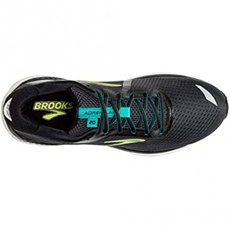 Brooks Mens Adrenaline GTS 20 Running Shoe - Black/Lime/Blue Grass - B - 12