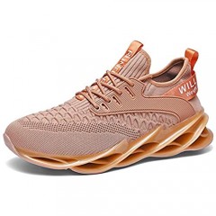 MALAXD Men's Fashion Mesh Wave Hollow Outsole Sneakers Athletic Road Running Shoes