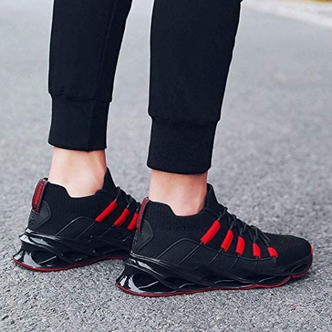 MALAXD Men's Sports Breathable Mesh Wave Hollow Outsole Casual Running Shoes Fashion Sneakers