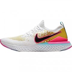Nike Men's Epic React Flyknit 2 Running Shoes (White/Black-Pink Blast 11)
