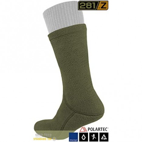 281Z Military Warm 8 inch Boot Liner Socks - Outdoor Tactical Hiking Sport - Polartec Fleece Winter Socks (Green Khaki)