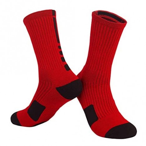 5 Pairs Mens Athletic Crew Socks Elite Basketball Sport Cushioned Long Compression Sock 6.5-11.5