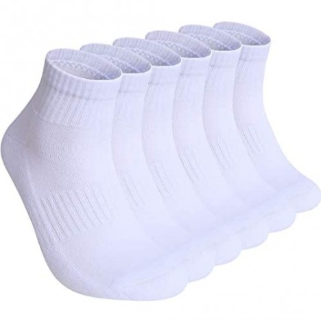 6 Pack Mens Half Cushion Ankle Socks Performance Cotton Running Work Athletic Sock With Moisture Control
