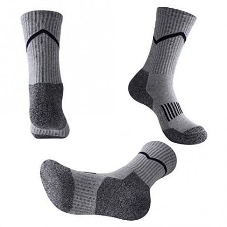 6 Pairs Men's Hiking Socks Cotton Moisture Wicking Cushion Athletic Crew Socks for Trekking Cycling Running