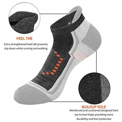 9IUOOM Men’s Athletic Ankle Performance Socks Running Sports Comfort Cushioned Breathable Low Cut Socks (6pack)