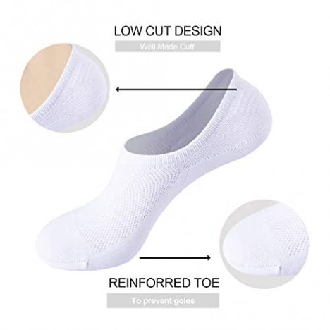 Ankle Athletic Mens Socks Corlap No Show Low Cut Cotton White Socks for Size 7-10（6 Pairs）