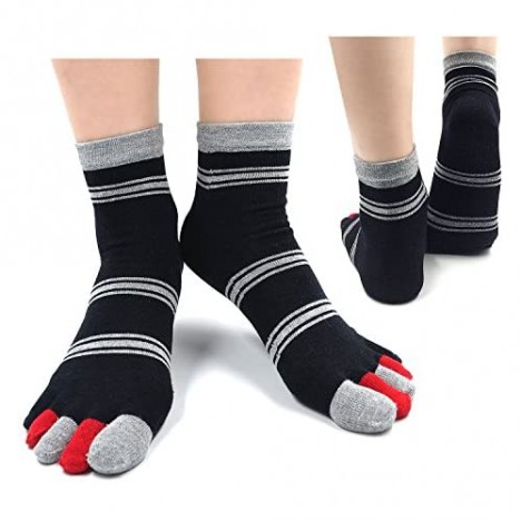 Artfasion Mens Toe Socks Cotton Athletic Running Ankle Five Finger Crew Socks Size 10-13 for Big Feet