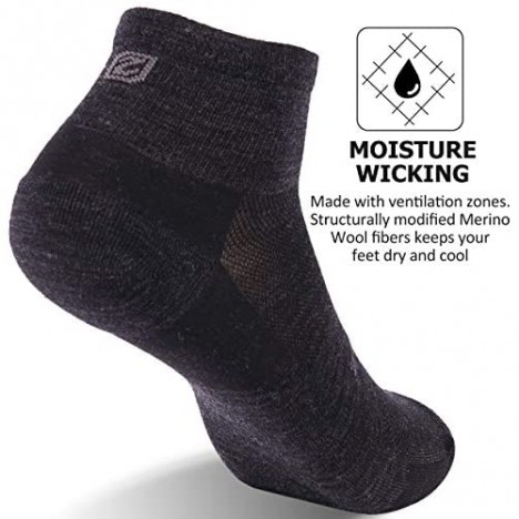 Athletic Running Socks ZEALWOOD Unisex Merino Wool Anti-blister Cushion Hiking Socks 1/3 Pairs