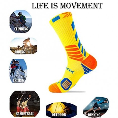 Basketball Socks Outdoor Athletic Crew Socks Thick Compression Sports Socks for Men & Women 4 Pack
