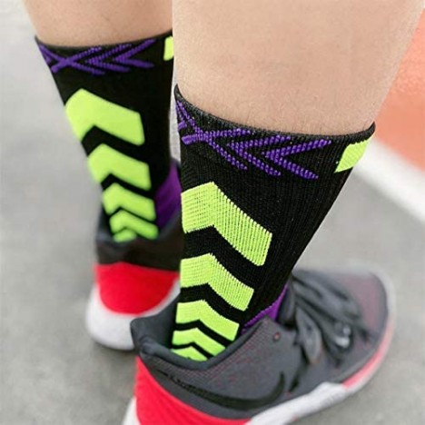 Basketball Socks Outdoor Athletic Crew Socks Thick Compression Sports Socks for Men & Women 4 Pack