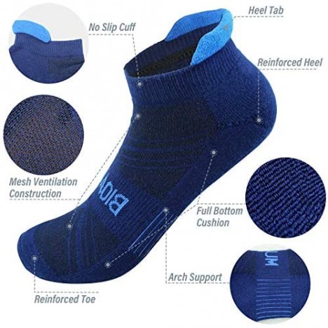 BIOAUM Cushioned Men's Ankle Socks Size 10-13 6 Pairs Cotton Athletic Sport Breathable Low Cut Socks for Running