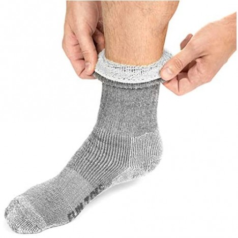 FUN TOES Men's 70% Merino Wool Crew Socks 4 Pairs Midweight Arch Support Fully Cushioned Ideal for Hiking