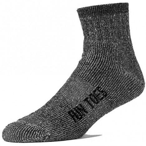 FUN TOES Men's 80% Wool Ankle Socks 6 Pairs Strong Arch Support Winter Cushioned Bottom Ideal for Hiking