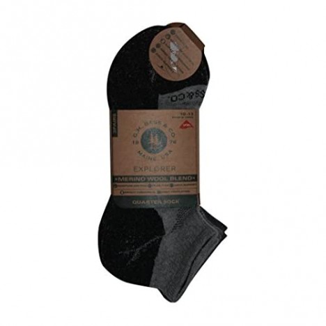 G.H. Bass & Co Explorer Merino Wool Blend Quarter Socks 3-Pack Large (Large Graphite/Livid/Charcoal)
