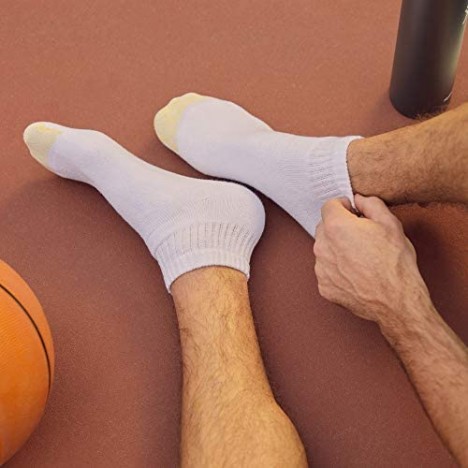 Gold Toe Men's 656P Cotton Quarter Athletic Socks MultiPairs White (6 Pairs) Shoe Size: 12-16
