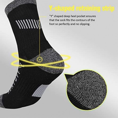 Heatuff Men's 6 Pack Hiking Crew Socks Athletic Cushion Outdoor Trekking Sock Reinforced Heel and Toe