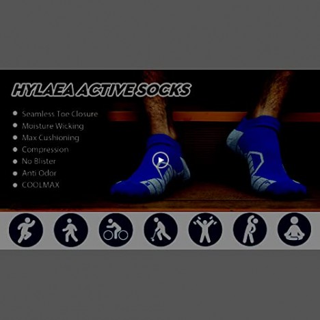 Hylaea Athletic Running Socks for Men & Women Cushioned Wicking Compression No Show Socks