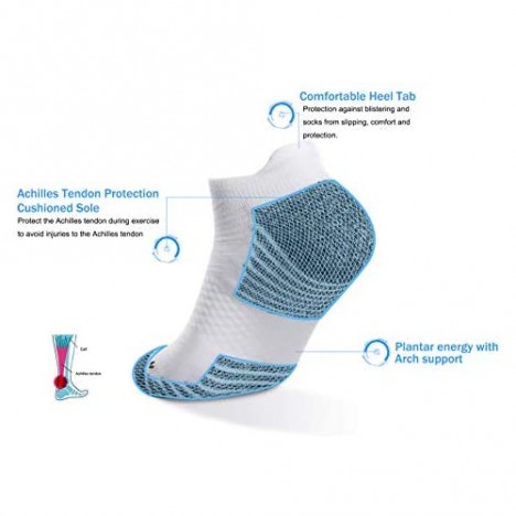 JEEDMNO Compression Running Socks Cushioned for Men and Women (2/6 pairs) Ankle Low Cut Athletic Sock with Arch Support