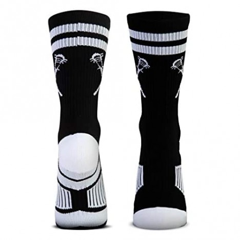 Lacrosse Woven Mid-Calf Socks | Retro Crossed Sticks | Multiple Colors