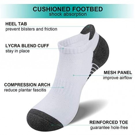 LANYI Ankle Running Socks Men Women Low Cut Sports Athletic Cushioned Tab Socks 6 Pairs