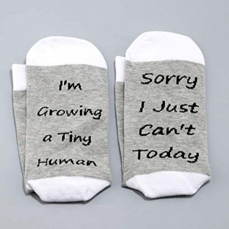 LEVLO Pregnancy Gift New Mom Gift Sorry I Just Can't Today I'm Growing a Tiny Human Socks Mama Gift