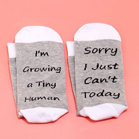 LEVLO Pregnancy Gift New Mom Gift Sorry I Just Can't Today I'm Growing a Tiny Human Socks Mama Gift