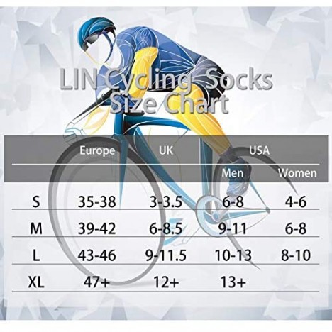 LIN 5 Pack Hi-vis Cycling Socks for Men & Women Breathable Biking Sports Crew Socks for Mountain Road Bike