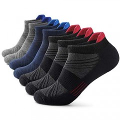 Mens Ankle Athletic Socks Running Socks Sports Comfort Cushioned Tab Cotton Casual Socks 7 pairs for Men