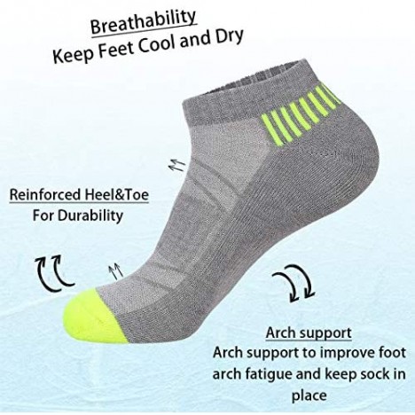 Mens Ankle Socks Athletic Cushion Breathable Low Cut Socks for Men 6 Pack Size 10-13